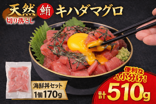 天然 キハダマグロ 海鮮丼 170g×3P 冷凍 赤身 海鮮 マグロ まぐろ 鮪 刺身 小分け 真空パック お手軽 夕食 晩御飯 ランチ  惣菜 おかず おつまみ 自宅用 家庭用  贈答 ギフト お歳暮 訓栄丸水産 高知県 室戸市	 2607538 - 高知県室戸市