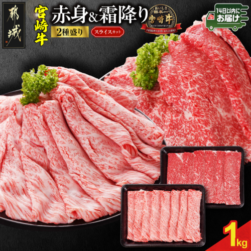 宮崎牛スライス2種セット500g×2パック≪みやこんじょ快速便≫_19-N2-001-1000-R 2607602 - 宮崎県都城市