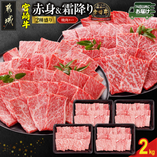 宮崎牛焼肉2種セット500g×4パック≪みやこんじょ快速便≫_AF-N2-002-2000-R 2607605 - 宮崎県都城市