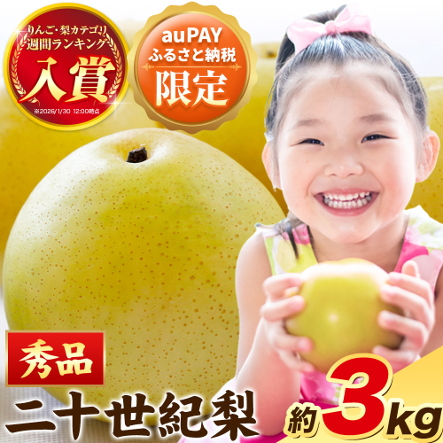 【三太郎の日限定】梨 なし【秀品(赤秀)】先行予約 二十世紀梨 約3kg《2026年8月下旬-9月下旬頃出荷》鳥取県 八頭町 梨 なし 果物 フルーツ 特産品 秀品 赤秀 贈答用 先行予約 送料無料 果汁 デザート 2607612 - 鳥取県八頭町