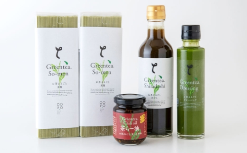 オリジナルセット ( 素麺 × 2 、ラー油 、 白だし 、 ドレッシング ) 旨味 香り だし セット 出汁 お茶ドレッシング お茶まるごと白だし 茶そうめん 食べるお茶ラー油 そうめん 2607618 - 熊本県益城町