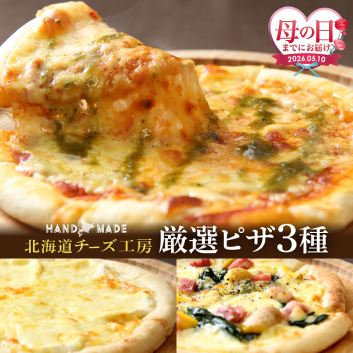 ≪母の日までにお届け!!≫【おおともチーズ工房】【北海道チーズ工場のピザ】カチョカバロチーズたっぷりの、厳選ピザの詰め合わせ_H0003-110-mo 2607634 - 北海道浜中町