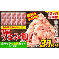 【12ヶ月定期便】 鶏肉 うまみ鶏 全パックもも肉セット(計1種類) 計3.1kg 若鶏 冷凍 小分け《お申込み翌月から出荷》