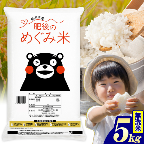 無洗米 熊本県産 ブレンド米 肥後のめぐみ米 5kg 《7-14日以内に出荷(土日祝除く)》熊本県産 ふるさと納税 精米 米 こめ ふるさとのうぜい コメ お米 おこめ 2609583 - 熊本県津奈木町