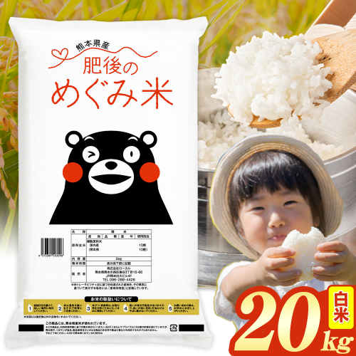 白米 熊本県産 ブレンド米 肥後のめぐみ米 20kg 《7-14日以内に出荷(土日祝除く)》熊本県産 ふるさと納税 精米 米 こめ ふるさとのうぜい コメ お米 おこめ 2609586 - 熊本県津奈木町