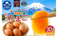 【8月配送分】富士山の麓で育った産地直送 ”忍野の卵”30個 ※割れ保証含む　[卵 国産 産地直送 生卵 玉子 たまご 卵かけご飯 卵焼き 親子丼 目玉焼き すき焼き オムライス オムレツ スイーツ作り 料理 調理 人気 鶏卵 鶏 新鮮 山梨県 忍野村]