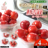 やまがた紅王 紅秀峰 食べ比べセット 計4パック(山形紅王3Ｌ100g×2パック、紅秀峰2Ｌ100g×2パック) FY26-048