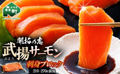 開拓の志 武揚サーモン 「森町」 冷凍刺身用ブロック 210～270g前後 ＜株式会社 ワイエス海商＞ サケ さけ 鮭 海鮮丼 海産物 森町 ふるさと納税 北海道 mr1-1344 2613608 - 北海道森町