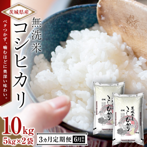 【 2026年6月発送開始 3ヶ月連続定期便 】令和7年産 ＜ 無洗米 ＞ こしひかり 10kg（5kg×2本） 定期便 茨城県 国産 お米 米 コメ 白米 ライス ご飯 おいしい コシヒカリ ごはん 新生活 プレゼント 新生活応援 必要なもの 便利 おすすめ 消耗品 一人暮らし 二人暮らし 必要 [DA06-NT] 2614042 - 茨城県つくばみらい市