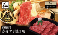 【６ヵ月コース】 A5 飛騨牛 赤身 すき焼き用 1kg｜岐阜県産 国産 黒毛和牛 ブランド牛 モモ肉 カタ肉 すき焼き しゃぶしゃぶ  霜降り 冷凍 贅沢 高級肉 お歳暮 お中元 ギフト プレゼント おすすめ トキノ屋食品