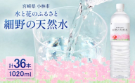 【シリカたっぷり】細野の天然水1,020ml×12本×3箱（ミネラルウォーター 天然水 水 中硬水 シリカ ミネラル 美容 健康 人気 宮崎県 小林市）