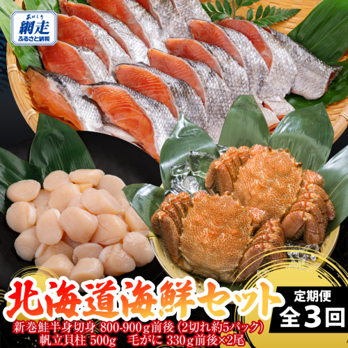 定期便 全3回 北海道海鮮セット ABB197 2616060 - 北海道網走市