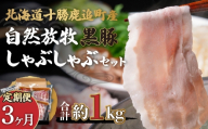 【定期3ヶ月】鹿追産 自然放牧黒豚しゃぶしゃぶセット 【 ふるさと納税 人気 おすすめ ランキング 黒豚 豚肉 肉 ポーク 黒豚肉 黒豚ロース 黒豚肩ロース 黒豚バラ肉 しゃぶしゃぶ 北海道 鹿追町 送料無料 】 SKN027