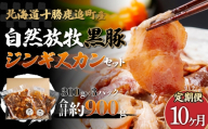 【定期10ヶ月】鹿追産 自然放牧黒豚ジンギスカンセット 【 ふるさと納税 人気 おすすめ ランキング 黒豚 黒豚肉 豚肉 肉 豚 ジンギスカン 豚ジンギスカン 黒豚ジンギスカン 北海道 鹿追町 送料無料 】 SKN036