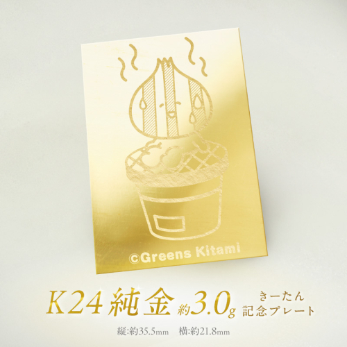 K24 純金 きーたん 3g 記念プレート 七輪 ( 受注生産 24金 ゴールド コレクション )【220-0192】 2616195 - 北海道北見市