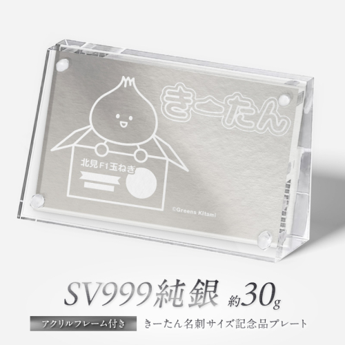 SV999 純銀 30g きーたん 名刺サイズ記念品プレート アクリルフレーム付き ( 受注生産 シルバー コレクション )【220-0193】 2616196 - 北海道北見市