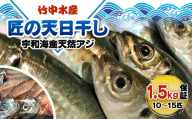 竹中水産の「匠の天日干し(宇和海産天然アジ)」10～15匹(1.5キロ保証)＜D22-216＞_鯵 あじ アジ 天日干し 干物 ひもの 天然 魚介 魚介類 海鮮 冷凍 愛媛 八幡浜 産直 産地直送 国産 おかず おつまみ 【1043160】 YWTM034