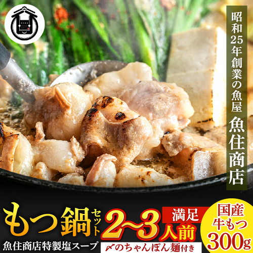 AA422.魚住商店【国産牛もつ使用】特製塩もつ鍋セット2～3人前・〆のチャンポン麺付き 2616375 - 福岡県新宮町