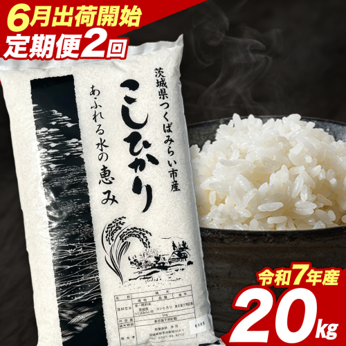 【 定期便（6～7月出荷）】 コシヒカリ 20kg ×2回 令和7年産精米 【 数量限定 】茨城県つくばみらい市産 米 コメ 単一米 茨城県産 国産 発送 コスパ こしひかり [CL356-NT] 2616796 - 茨城県つくばみらい市