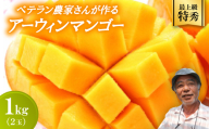 ＜2026年7月から順次発送・最上級特秀＞名匠・比嘉峯夫さんが育てる アップルマンゴー1kg(2玉)【1695305】