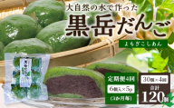 【定期便3ヶ月毎4回】だんご 黒岳だんご（6個入×5P）×4回［3か月毎配送］計120個 冷凍｜団子 和菓子 お菓子 あんこ こしあん よもぎ 米粉 手作り 個包装 大容量 もろっこはうす 宮崎県 諸塚村 MO-07