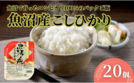 パックご飯 魚沼産コシヒカリ 20個 たかの | パックご飯 パックライス ご飯 ご飯パック ごはんパック パック レトルト 米 白米 魚沼産こしひかり レンジで簡単 炊きたて食感 ふっくら 新潟県 小千谷市 【0002-0363SV03】