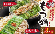 博多もつ鍋食べ比べ2種セット（みそ味3人前）【おおやま・上田商店】 [M948-1]