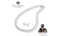 ＜RoseYumiRose＞9mm&10mmパール2点セット(ネックレス/ピアス)ホワイト【1734608】