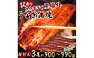 ＜訳あり＞ うなぎ 蒲焼き 3尾 計900g以上 (1尾あたり300g～330g×3尾) 冷凍 たれ 山椒 鰻 ウナギ うな重 ひつまぶし かばやき 訳アリ 丑の日 茨城県 【そうざい男しゃく】【ho1686】