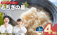 【定期便3回】お米 令和8年産 とちぎの星 玄米 2kg×2袋【2026年 先行予約】 | 栃木県共通返礼品 栃木県 矢板市