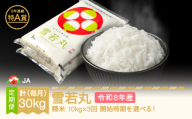[先行予約]新米 雪若丸 毎月定期便 10kg×3回 精米 令和8年産 2026年10月上旬〜 ja-ywxxb10-m10to12a