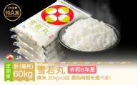 [先行予約]新米 雪若丸 隔月定期便 20kg×3回 精米 令和8年産 2026年10月上旬〜 ja-ywxxb20-k10to2a