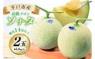 【先行予約】 メロン 2026 ネットメロン ソナタ 2玉 約1.4kg/玉 [ひらど新鮮市場 長崎県 平戸市 hr42bgy400040] めろん 甘い 果物 フルーツ 産地直送 糖度 追熟 国産 くだもの