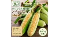 ＜2027年3月上旬より順次発送＞有機JAS認証 かわごし有機菜園のとうもろこし 約2kg(8本)【1734641】