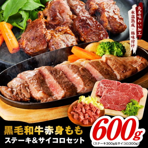 【氷温熟成×極味付け】黒毛和牛赤身ももステーキセット 総量600g（ステーキ 3枚＆サイコロ 300g）【味付け 焼くだけ 簡単調理 牛肉】 mrz0436 2623134 - 大阪府泉佐野市