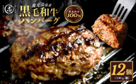 鹿児島県産 黒毛和牛100％！手ごねハンバーグ 1.2kg (100g×12個） 黒毛和牛 和牛 肉 牛肉 国産 ハンバーグ 100% 小分け 惣菜 おかず a0-406