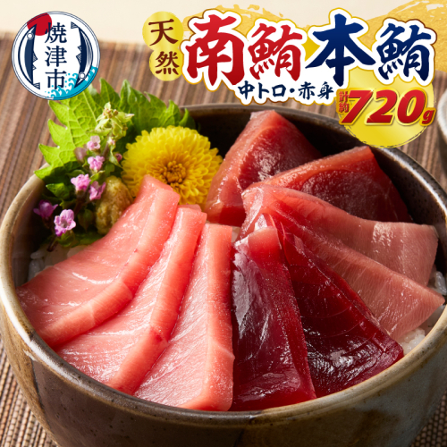 a40-119　マグロ 本マグロ 南マグロ 天然 中トロ 赤身 食べ比べ 柵 贅沢 720g 2623741 - 静岡県焼津市