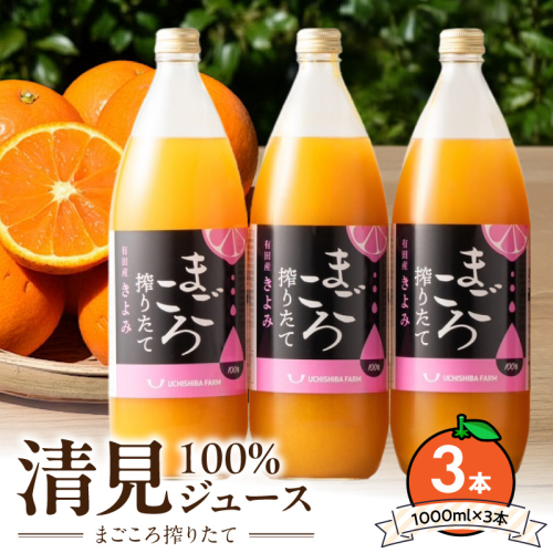 ZE6522_【まごころ搾りたて】清見100%ジュース 1000ml×3本 2623869 - 和歌山県湯浅町