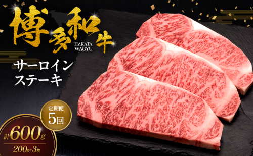 【5ヶ月連続 定期便】 博多和牛 サーロインステーキ 3枚 肉 牛肉 ※配送不可：離島 2624758 - 福岡県大刀洗町