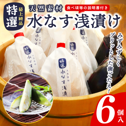 「特選最上級品」天然素材水なす浅漬け6個入 099H4579 2625568 - 大阪府泉佐野市