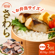 【定期便】さわら 切身 約50g×20切れ 全3回【お弁当サイズ 小分け 漁師 手切り 1kg 泉州 鰆 切り身 弁当 朝食 時短 訳あり サイズ不揃い 規格外 冷凍食品】 G4008