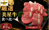 岡山県産 黒毛和牛 美星牛 贅沢ステーキ食べ比べセット 約1kg 国産 牛肉【msmt005-01】