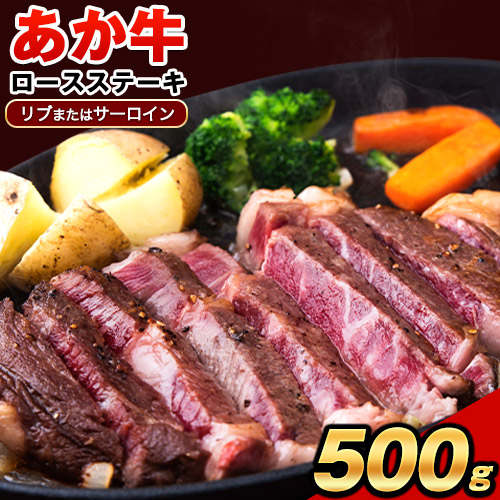 あか牛（褐毛和種）ロースステーキ (リブまたはサーロイン) 250g×2 500g 熊本県産 肉 和牛 牛肉 赤牛 あかうし リブロース サーロイン 冷凍 《30日以内に出荷予定(土日祝除く)》送料無料  2626288 - 熊本県津奈木町
