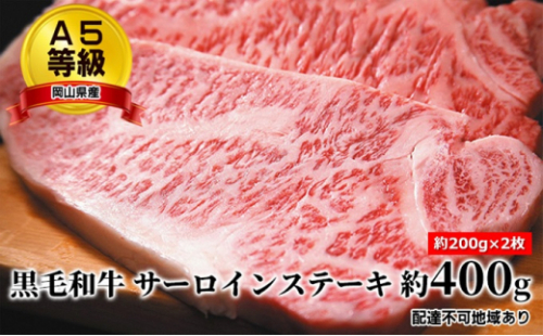 A5等級 黒毛 和牛 サーロインステーキ 約400g（約200g×2枚）岡山県産 [No.5735-1655] 2626410 - 岡山県瀬戸内市