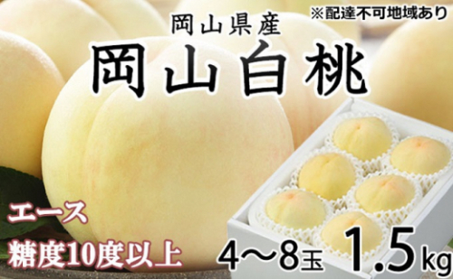 桃 2026年 先行予約 岡山 白桃 エース 4～8玉 約1.5kg JAおかやまのもも（早生種・中生種） もも モモ 岡山県産 国産 フルーツ 果物 ギフト 2626528 - 岡山県瀬戸内市
