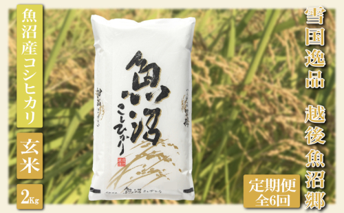 【定期便：雪国逸品 玄米２Kg×6ヶ月】越後魚沼郷 魚沼産コシヒカリ お米 ブランド米 銘柄米 ご飯 おにぎり お弁当 和食 産地直送 香り つや 粘り  2627714 - 新潟県魚沼市