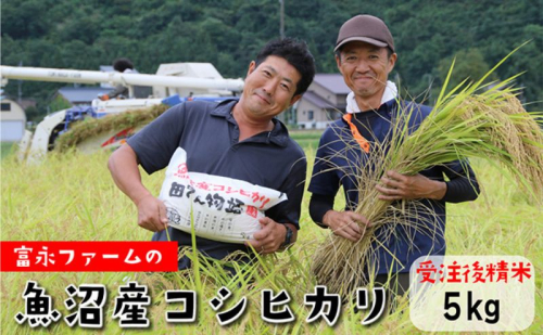 【令和8年産　新米先行受付】冨永ファーム「田でん物語」魚沼産コシヒカリ(精米)5kg 米 こしひかり お米 魚沼産コシヒカリ こめ コメ 新潟 魚沼 魚沼産こしひかり 白米 2627790 - 新潟県魚沼市