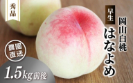 岡山白桃 （早生／はなよめ） 秀品 1.5kg前後 4～6玉 momo40 / 白桃 贈答 ギフト 産直 高級 フルーツ 果物 くだもの プレゼント 【配送不可地域：北海道／沖縄県／離島】 【jujy076-01】