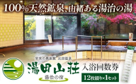 湯田山荘 入浴回数券 12枚綴り×1セット【入浴券 温泉 チケット 100% 天然鉱泉 くつろぎ 癒し リフレッシュ ご褒美 贅沢 旅行 立ち寄り湯 温泉宿 島根県 安来市】【22-ED-01】