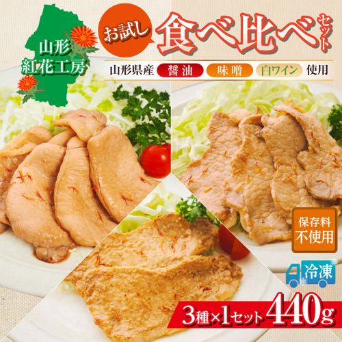 山形紅花工房 お試し食べ比べセット(1人前×3種) FY25-496
 2630948 - 山形県山形市